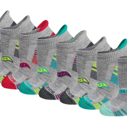 Saucony 女士 Performance 鞋跟标签运动袜(8 双和 16 双), 灰色混色(8 双), Shoe Size: 5-7