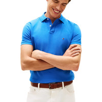 Tommy Hilfiger 汤米·希尔费格 男式短袖 Polo 衫,常规版型,弹力有机棉, 蓝色轨道