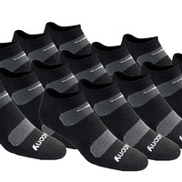 Saucony 男士多件装透气舒适短袜,黑色,10-13 Sock/6-12 Shoe