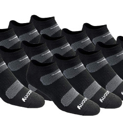 Saucony 男士多件装透气舒适短袜，黑色，10-13 Sock/6-12 Shoe