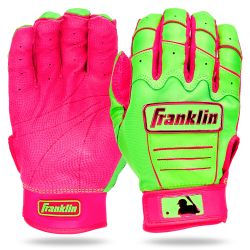 Franklin Sports MLB 棒球击球手套 - CFX Pro 成人 + 青少年击球手套一对 - 棒球 + 垒球装备 - 优质皮革 - 粉色/绿色苹果青年大号