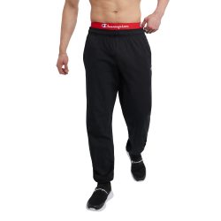 Champion 男士轻质收口平纹针织长裤,黑色,Small