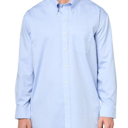 Brooks Brothers 布克兄弟 男士免烫正装衬衫 商务长袖衬衣 棉质防皱 纯淡蓝色 17.5" Neck 32"-33" Sleeve