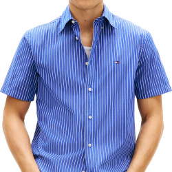 Tommy Hilfiger 汤米·希尔费格 男式 S/S 衬衫, 蓝色(楔形蓝色/条纹)