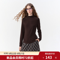 独束 新款上市  大码女装莫代尔棉半高领长袖T恤26冬新品百搭显瘦简约打底衫套头上衣 榛果咖 M -A2