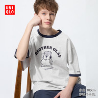优衣库PEANUTS UT/短袖T恤男装女装印花489072 02 浅灰色