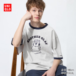 优衣库 PEANUTS UT/短袖T恤男装女装印花489072 02 浅灰色 史努比