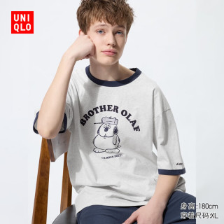 优衣库 PEANUTS UT/短袖T恤男装女装印花489072 02 浅灰色 史努比