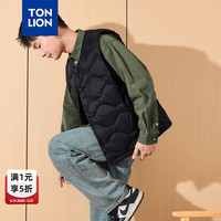 唐狮 2024男无领绗线羽绒服马甲 黑色 XXL