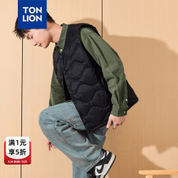 唐狮 2024男无领绗线羽绒服马甲 黑色 XXL