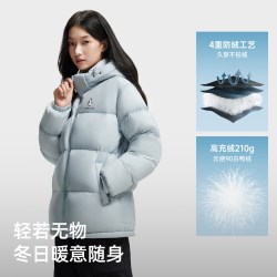 企鹅 热能羽绒服男女秋冬户外防风连帽90绒面包服外套
