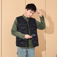 唐狮（TonLion）2024男无领绗线羽绒服马甲 黑色