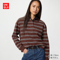 优衣库 条纹POLO衫/长袖女装男装/T恤489061 38 深褐色 XL
