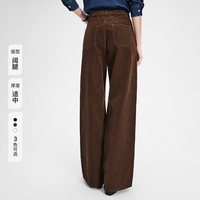 navigare 小帆船棕色纯棉灯芯绒休闲裤女阔腿长裤