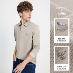 navigare 小帆船黑色长袖POLO衫男士T恤通勤套头上衣