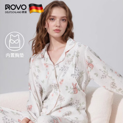 ROVO 纯棉孕妇月子服睡衣产后哺乳纯棉开衫套装喂奶专用居家服 天使兔 XL(适合于140-160斤)