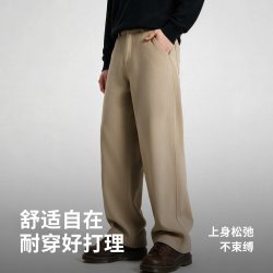 NVG·YOUNG navigare小帆船卡其色休闲裤男直筒裤宽纯棉长裤子