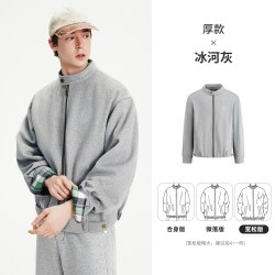 NVG·YOUNG navigare小帆船休闲哈灵顿领夹克男羊毛呢外套短款上衣