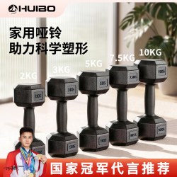 慧博 六角哑铃男士健身家用器材女壶铃练臂肌一对六角包胶哑铃套装组合