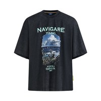 NVG·YOUNG Navigare意大利小帆船黑色印花短袖T恤男士