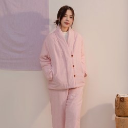 宜色家 宜色一家新款共笙恒氧棉服套装女款睡衣秋冬季加厚保暖长袖家居服
