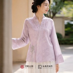 绣娘 丝绸100%桑蚕丝双面双穿刺绣汉服外套上衣新中式温香长袖女装