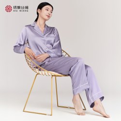 绣娘 丝绸真丝睡衣睡裤女套装100%桑蚕丝家居服宽松舒适休闲可外穿