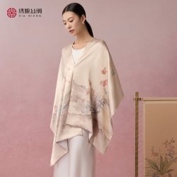 绣娘 丝绸高级刺绣新款100%桑蚕丝真丝丝巾披肩围巾送妈妈长辈礼物