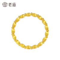 老庙黄金 足金金珠手串5D饱满小圆珠丝绸金质感舒适中秋礼物
