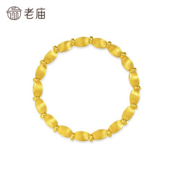 老庙黄金 足金金珠手串5D饱满小圆珠丝绸金质感舒适中秋礼物