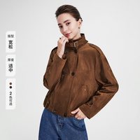 navigare 意大利小帆船棕色宽松短外套女夹克上衣