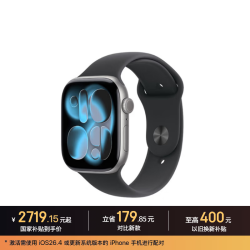Apple Watch Series 11 智能手表 GPS版 46mm 深空灰色铝金属表壳 黑色运动型表带 M/L