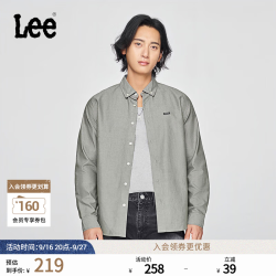 Lee 翻领小Logo徽标 男士长袖衬衫 灰色