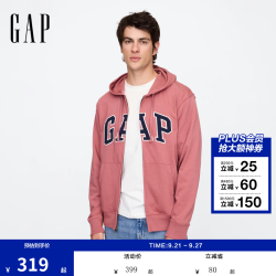 Gap 男女装2025春季字母logo拉链连帽卫衣多色外套美版868454 海棠红 XS 美码 S亚洲码175/88A