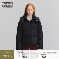TEENIE WEENIE 连帽短款羽绒服 黑色 S(160)