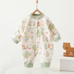 婧麒 婴儿连体衣秋冬保暖男女宝宝外出衣服长袖夹棉哈衣爬服 梦鸭乐园 80cm