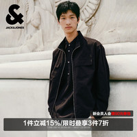 杰克琼斯 225321087 纯色立领宽松夹克 黑色 L