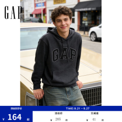 Gap 男女装春季款贴布绣logo连帽衫卫衣经典上衣美版868453 炭灰色 868453 S 美码 M亚洲码175/92A
