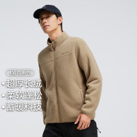 拓路者 春季抓绒衣男士加厚双面摇粒绒外套立领夹克户外防风保暖春装中年 羊驼色 M