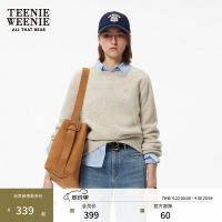 TEENIE WEENIE 花纱圆领绵羊毛混纺针织衫 卡其色 M