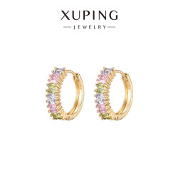 XUPING旭平首饰 星轨 小圈耳扣女 排饰精致耳环 日常通勤约会百搭气质耳饰配饰中 4号色彩色耳扣/约12mm