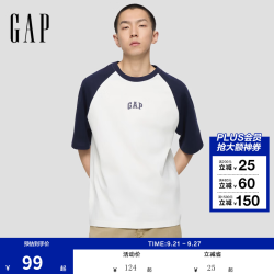 Gap 725618 纯棉印花撞色插肩袖 海军蓝 M(170/92A) 短袖T恤