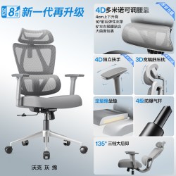 永艺 MC-1151E 沃克PRO 人体工学电脑椅 沃克 灰【4D腰靠 4D扶手 3D颈枕 】绵；旋转升降扶手；钢制脚