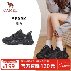 骆驼 女鞋厚底增高缓震老爹休闲运动鞋子 K25CX4L4013 黑/城堡灰 36 4013，黑/城堡灰