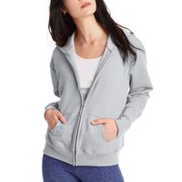 HANES 女式抓绒连帽衫 Ecosmart全拉链 灰色 Small
