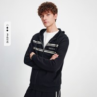 navigare 意大利小帆船黑色连帽卫衣男高弹开衫外套