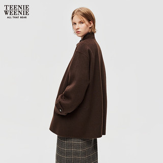 TEENIE WEENIE 绵羊毛混纺 立领毛呢大衣 棕色 L