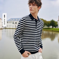 navigare 意大利小帆船条纹针织衫男士长袖polo衫