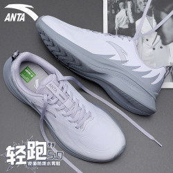 安踏 轻跑男鞋运动鞋秋季新款皮面防泼水轻便减震通勤跑步鞋子男款