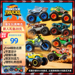 Hot Wheels 随机1款）生日礼物赛车玩具-风火轮狂野大脚车系列两辆装FYJ64